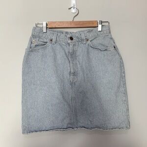 Vintage Orange Tab Levi's Denim Railroad Stripe Mini Skirt Size 9 Jr.